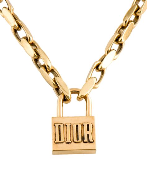 how uch is the dior chain lock necklace|vintage Dior necklace.